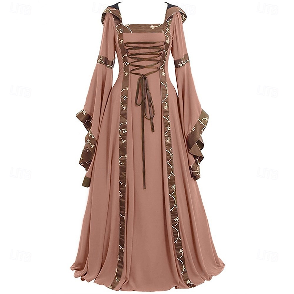 Medieval Renascentista século 18 Comprimento Longo Vestidos Manga Alargamento Viking Outlander Tamanhos Grandes Elfo Côr Sólida Decote Quadrado Fantasia Mulheres Celta Fantasia Baile de Máscaras de 2026 por $61.99 –P2