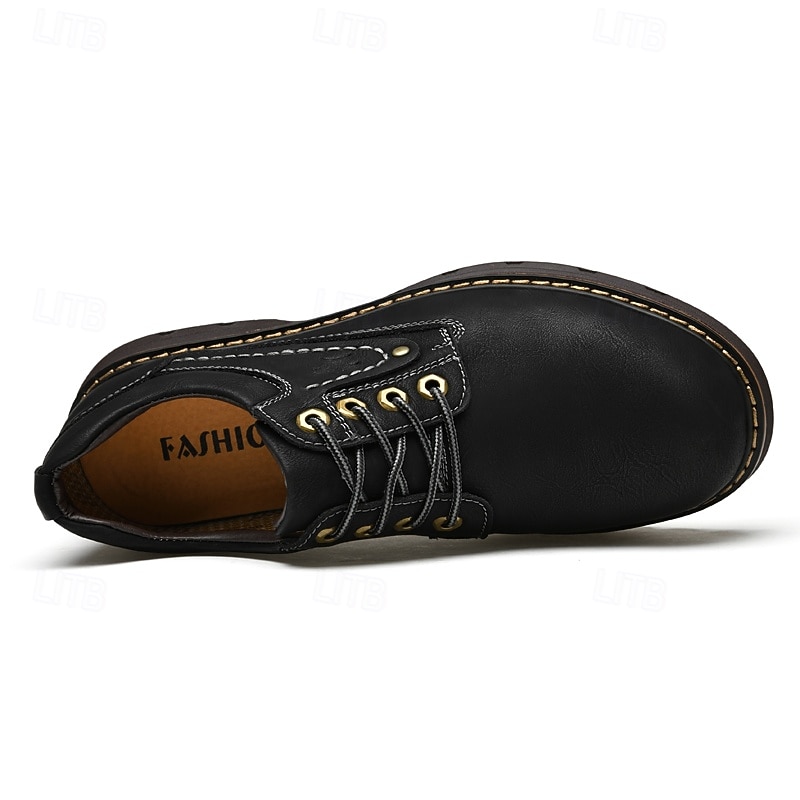 Homens Oxfords Tênis de trabalho Vintage Negócio Clássico Diário Escritório e Carreira Couro Prova-de-Água Antiderrapante Com Cadarço Preto Marron Outono Inverno de 2026 por $69.99 –P3