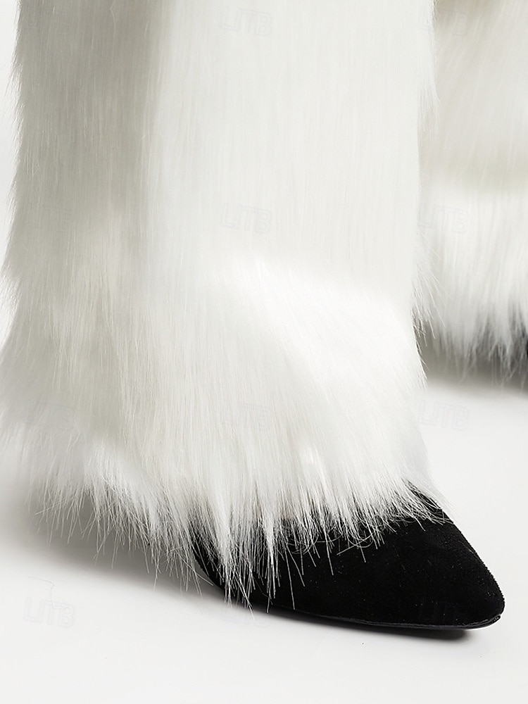 Jambières en fausse fourrure pour femmes, couvre-bottes moelleux jusqu'aux genoux, accessoires de costumes de fête d'hiver élégants, tenues de Noël et de vacances de 2025 ? $14.99 –P11