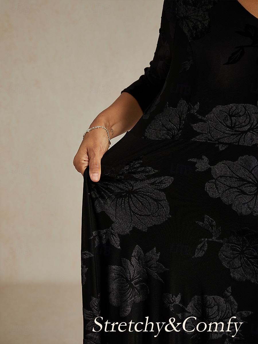 Sukienka midi z weluru dla kobiet sukienka w kształcie litery A elegancka na urodziny na koktajlową imprezę dla gościa weselnego welurowa codzienna regularny krój kwiatowa pół rękaw dekolt w 2025 - $89.99 –P2