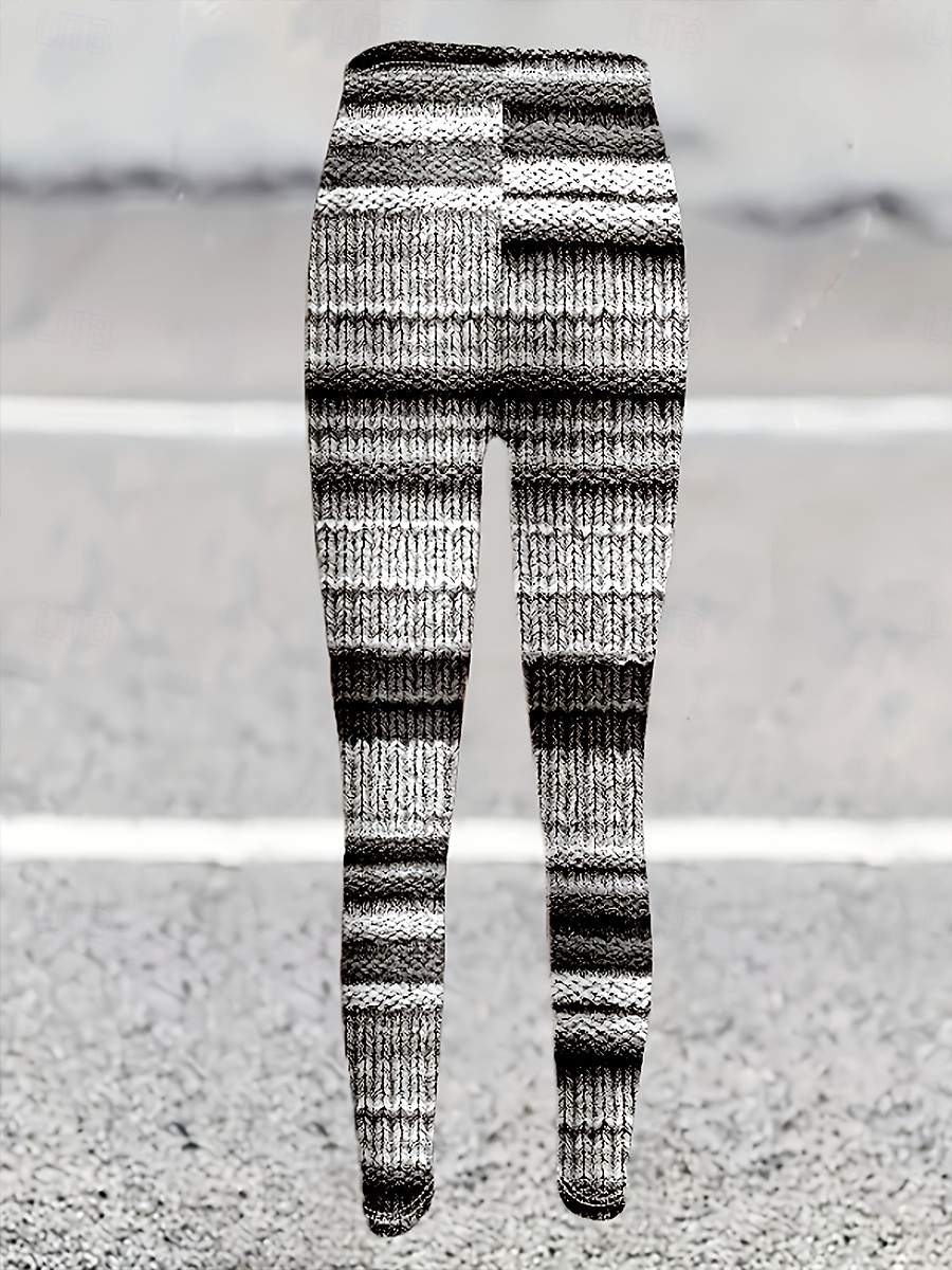 Women's Leggings Vacation Vintage Ethnic Style Full Length High Waist Graphic 3D Print Striped 3D Print Breathability Soft Comfortable Stretchy Daily Home Outdoor Black Grey Fall Winter Skinny 2026 - $21.99 –P2