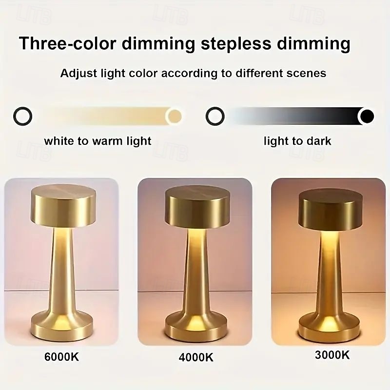 Современный минималистичный металлический светильник для офиса, с сенсорным управлением, перезаряжаемый, ночник с 3 скоростями диммирования для офиса, спальни, кабинета, прикроватная тумбочка, 2026 - $13.99 –P5