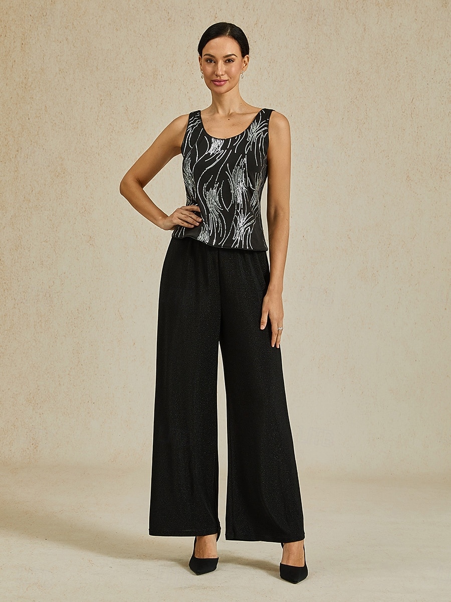 Dame Sequin Camisole Tank Top Grafisk Abstrakt Elegant Stilig Basis Ermeløs Regular Topper Svart Sommer 2025 - $119.99 –P8