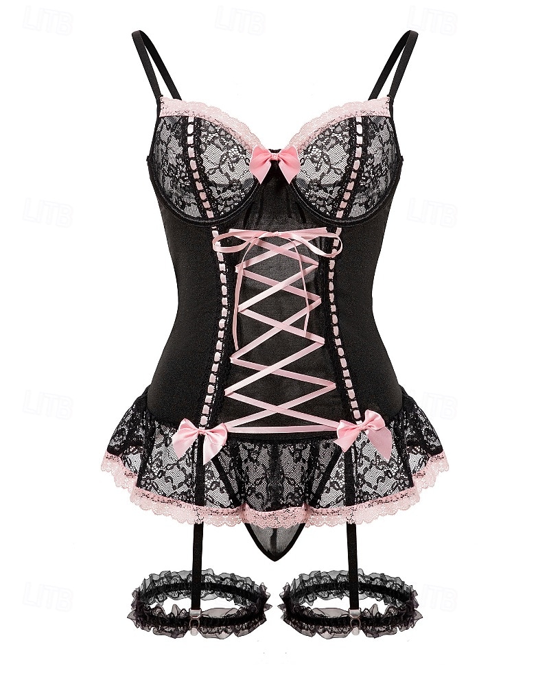 Dam Sexiga underkläder Sexiga kroppar Spets Öppen ryggNightwearPolyester Semester Hem Dagligen Solid färg Mode söt stil Svart Vit Rodnande Rosa Marinblå Blå Vår & sommar Höst vinter 2025 - $23.99 –P11