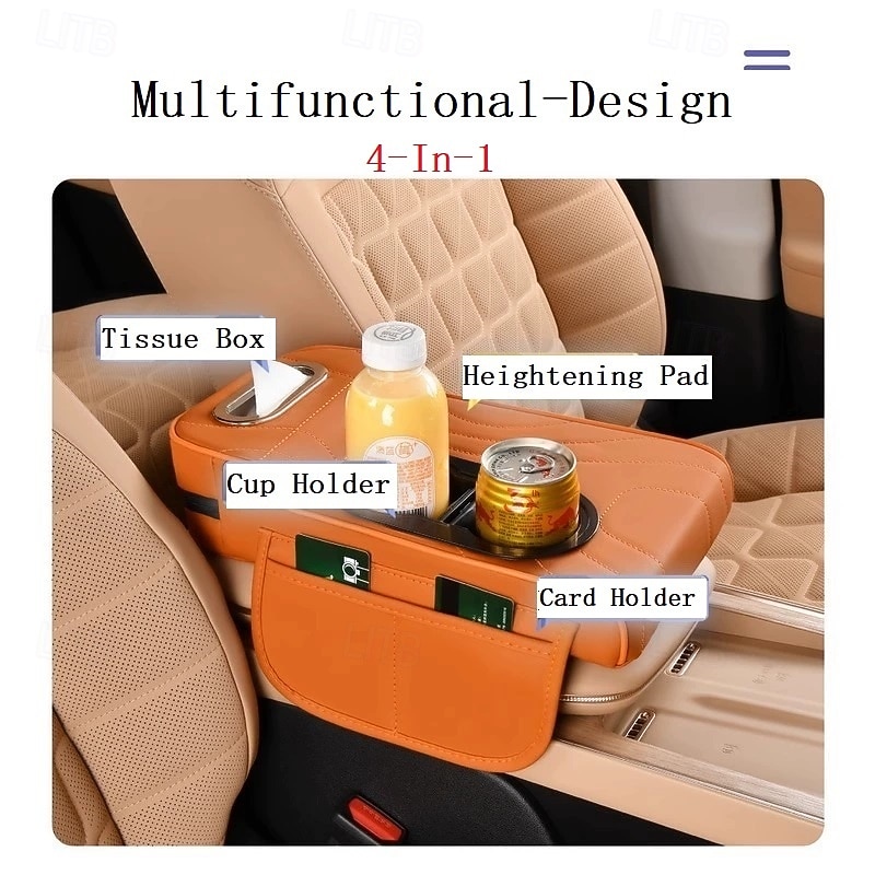 2026年 新車用センターコンソールアームレストクッション、カップホルダー2個付き、アームレスト高さ調整パッド、4 in 1 オートアームレスト枕カバーパッド、オールシーズン対応アームレストボックス  コレクション – $15.49 –P3
