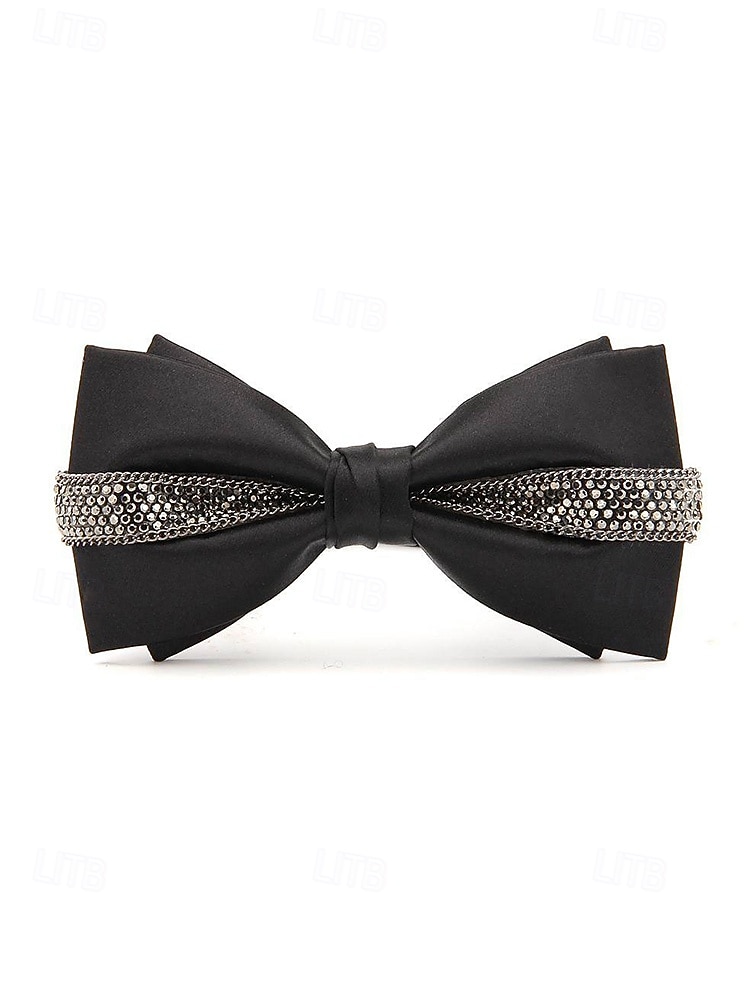 Papion de Crăciun pentru bărbați – papion din satin roșu, negru și alb cu detalii din cristale și lanț auriu – accesoriu elegant de sărbătoare pentru evenimente formale 2026 - $11.99 –P4