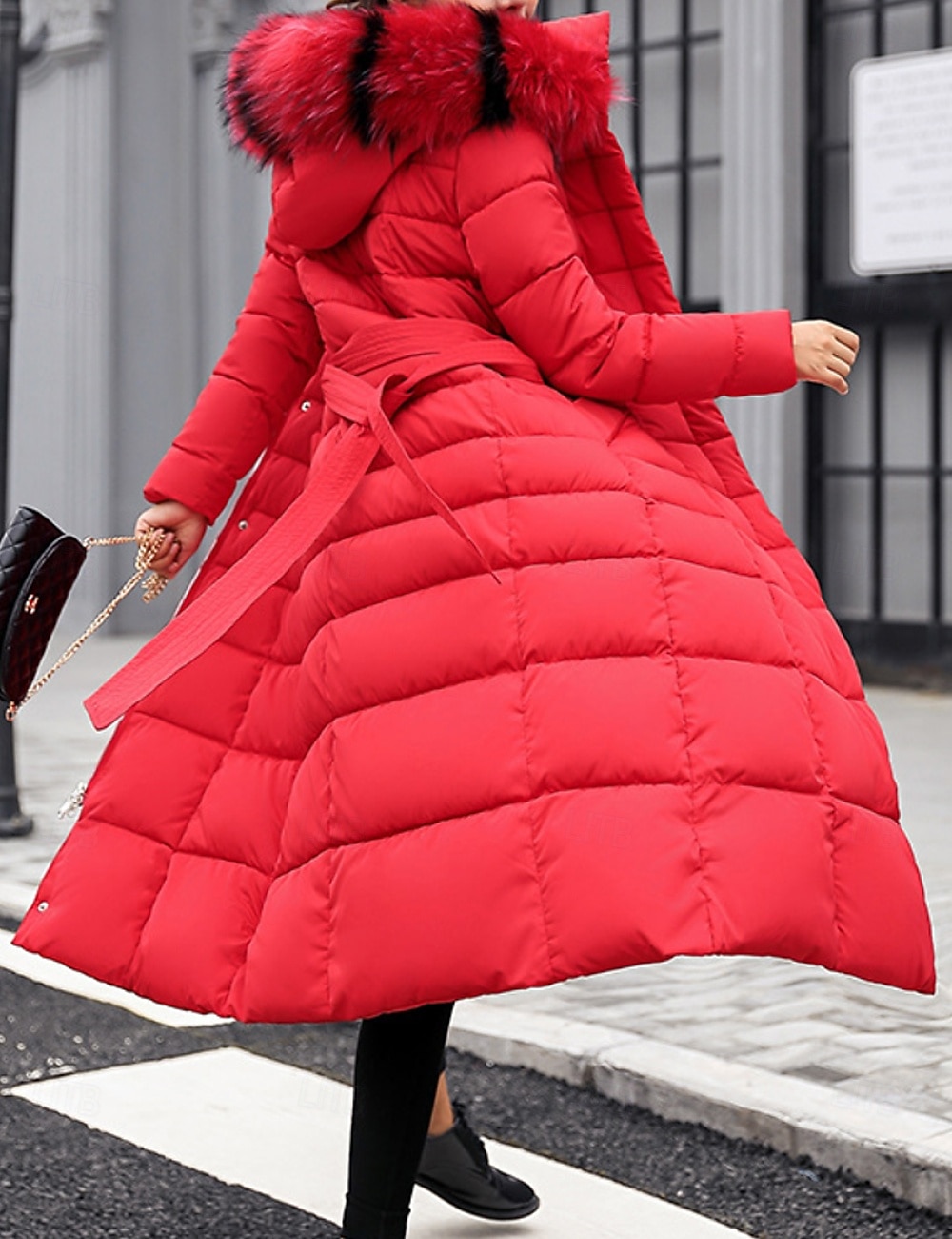 Dam Vinterkappa Dun Hoodiejacka Håller värmen Bekväm Dragkedja Ficka Aktiv Ledigt Slät Utomhus Semester Utekväll Helgen Lång Huva Normal Långärmad Ytterkläder Svart Vit Rubinrött Höst Vinter 2025 - $22.99 –P3
