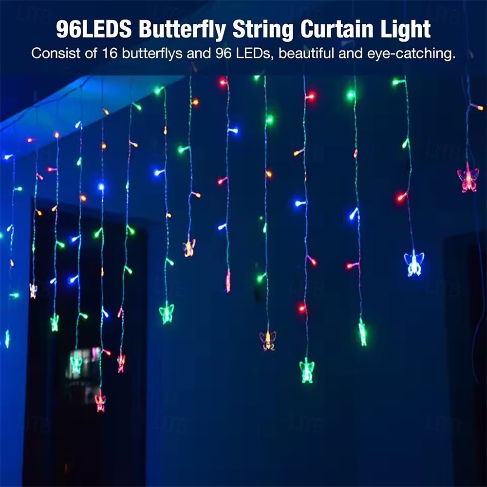 1 Pc 3.5m  Lights Butterfly Snowflake LED Fairy String Strip LIGHT Festival Holiday Icicle Curtain LIGHTS  WEDDING Lamps AC 110V/220V EU/US/UK/AU Plug 2026 - $19.99 –P9