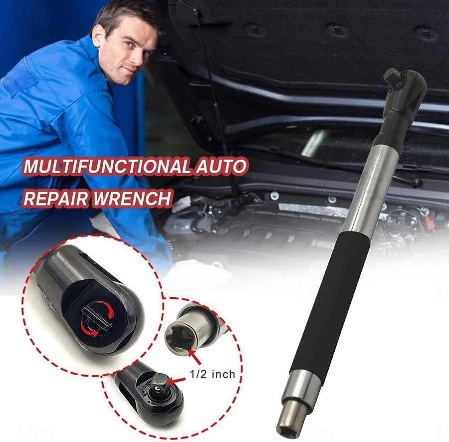 6 az 1-ben eltolt hosszabbítókulcs, elektromos racsnis kulcs levehető adapterrel, kompatibilis 1/2", 1/4" és 3/8" dugókulcsokkal, akkus ütvecsavarozó hosszabbító rúd autószerelő szerszámokhoz 2026 - $84.99 –P1