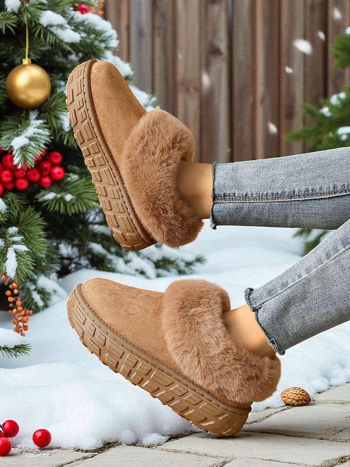 Botas de inverno femininas forradas com pele sintética e sola antiderrapante, botas quentes e aconchegantes para uso ao ar livre em climas frios de 2025 por $24.99 –P13