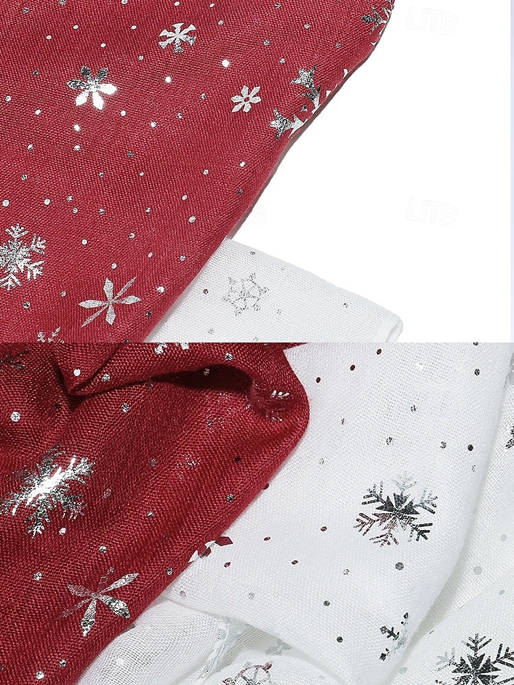 Bufanda navideña de copo de nieve para mujer, diseño festivo en rojo y blanco con copos de nieve metálicos, material de poliéster suave, perfecta para fiestas navideñas y ropa de invierno. 2026 - $14.99 –P7