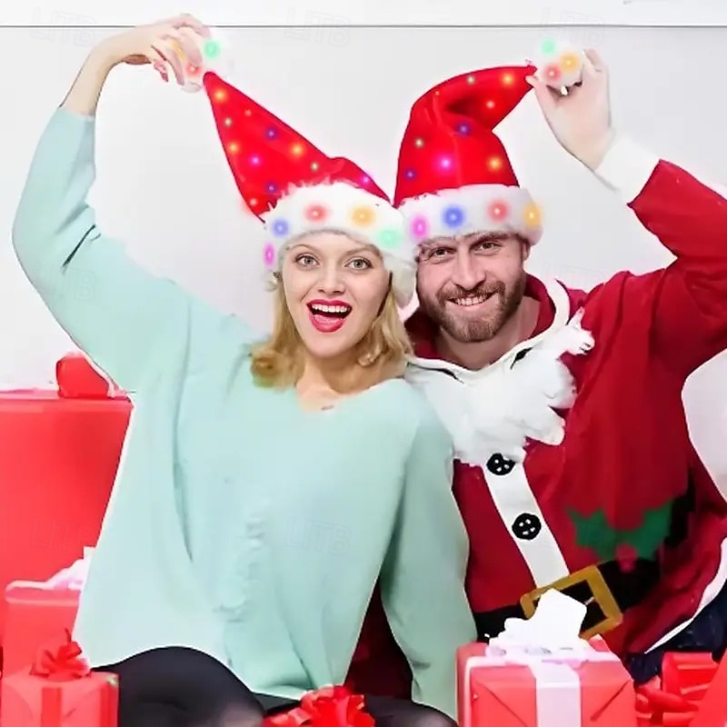 Christmas LED illuminated Christmas hat with colorful warm light for adults and children, Christmas party decoration props 2025 - CAD $11.99 –P5