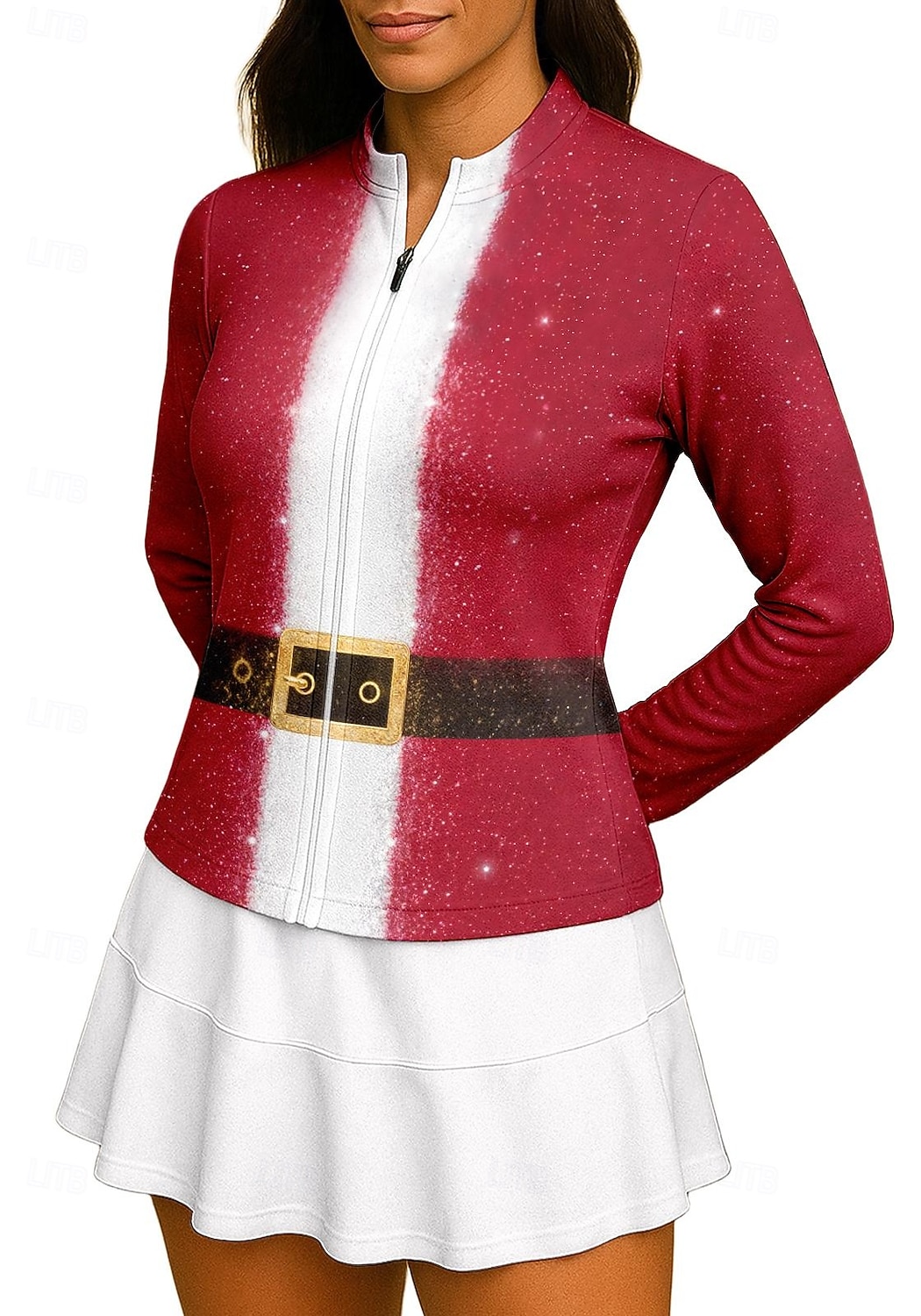 Christmas Women's Geometric Santa Claus Sport Shirt Tennis Shirt Tennis Top Long Sleeve Zipper Floral UPF50+ UV Resistant High Elasticity Moisture Wicking Breathable Volleyball Tennis Golf High Neck 2025 - $22.99 –P3