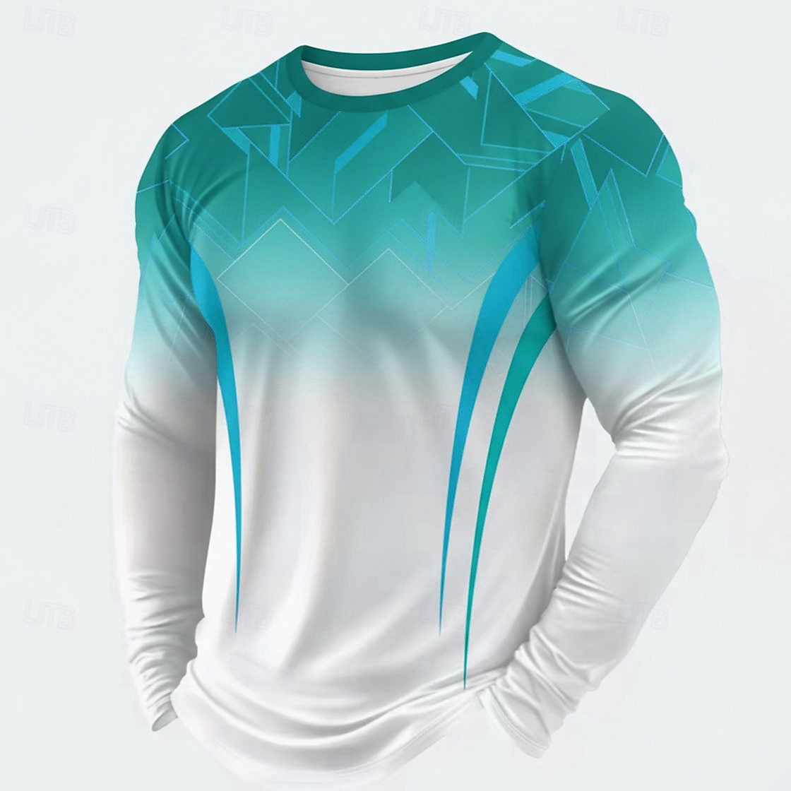 Herren Linie T Shirt Langarm T-Shirt 3D-Druck Rundhalsausschnitt Hemd Sport Täglich Fitnessstudio Straße Date Blau Rote Purpur Sommer Frühling Herbst Bekleidung S M L XL XXL XXXL 2026 - $23.99 –P4