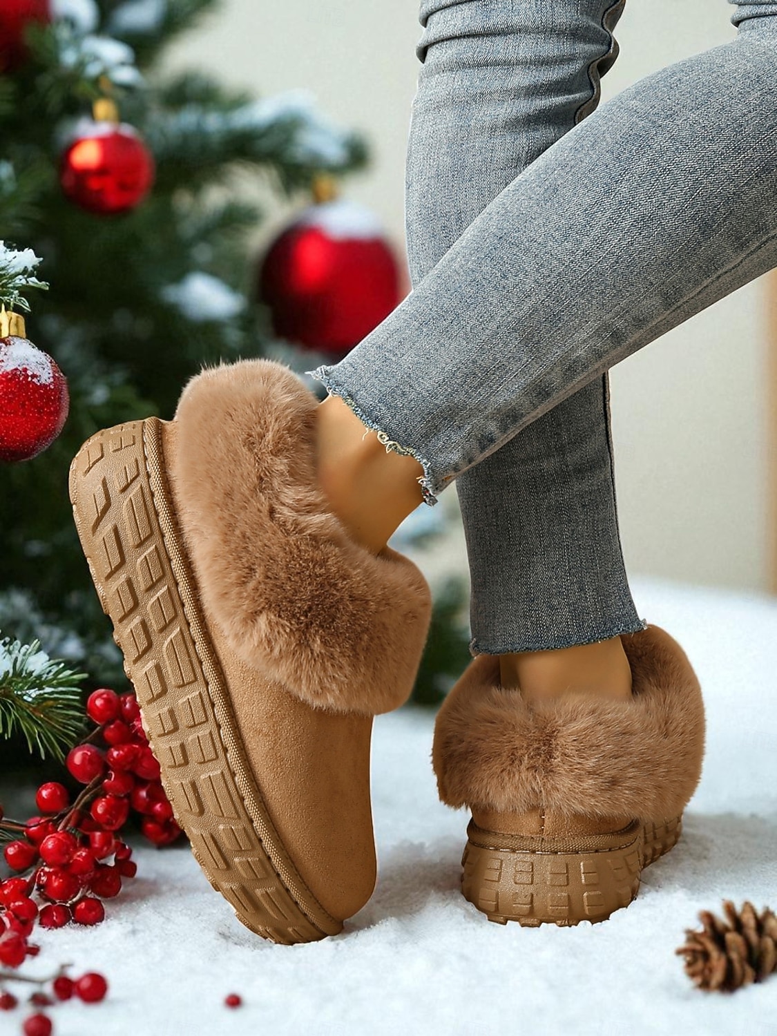 Botas de inverno femininas forradas com pele sintética e sola antiderrapante, botas quentes e aconchegantes para uso ao ar livre em climas frios de 2025 por $24.99 –P15