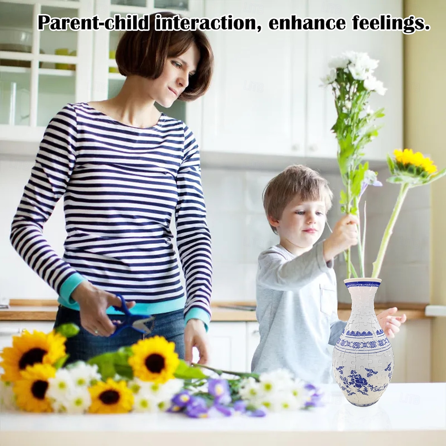 3D-puslespillvase, 160-delers buet plastblomstervase lekkasjesikker premium plast kunstneriske mønstre for ekte blomster hjemmekontor gave til innflytningsfest, ideell for blomsteroppsats 2026 - $31.99 –P5