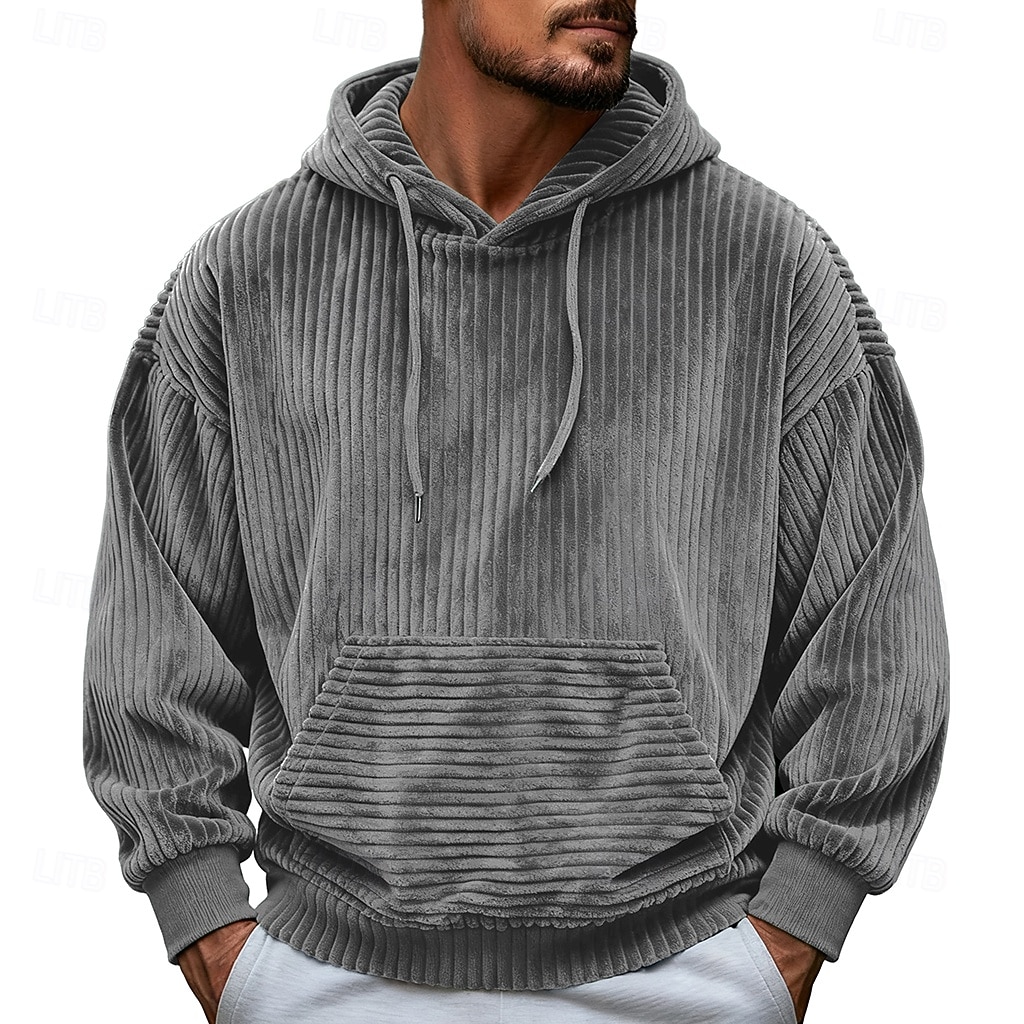 Per uomo Felpa con cappuccio Velluto a coste Verde militare Blu Marrone Grigio Con Cappuccio Semplice Tasca a marsupio Sport & Outdoor Casuale Quotidiano senza stampa Streetwear Cool Abbigliamento del 2026 a $19.99 –P12