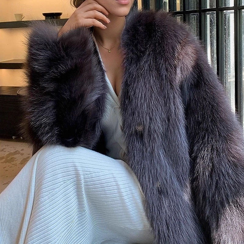 Dame Vinterfrakk Fuskepels Hold Varm Bekvem Pels og lær Aktiv Mote عادي utendørs Feriereise Avslappet Ut på byen Normal V-hals Normal Langermet Yttertøy Svart Mørkegrå Aprikos Høst Vinter 2025 - $56.99 –P2