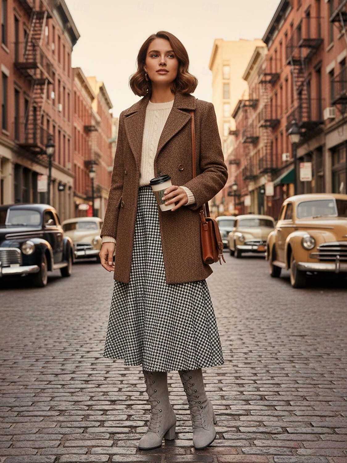 Botas femininas de camurça cinza com cadarço até o joelho, botas altas de salto grosso estilo vitoriano retrô para moda de inverno, cosplay e streetwear de 2025 por $42.99 –P1