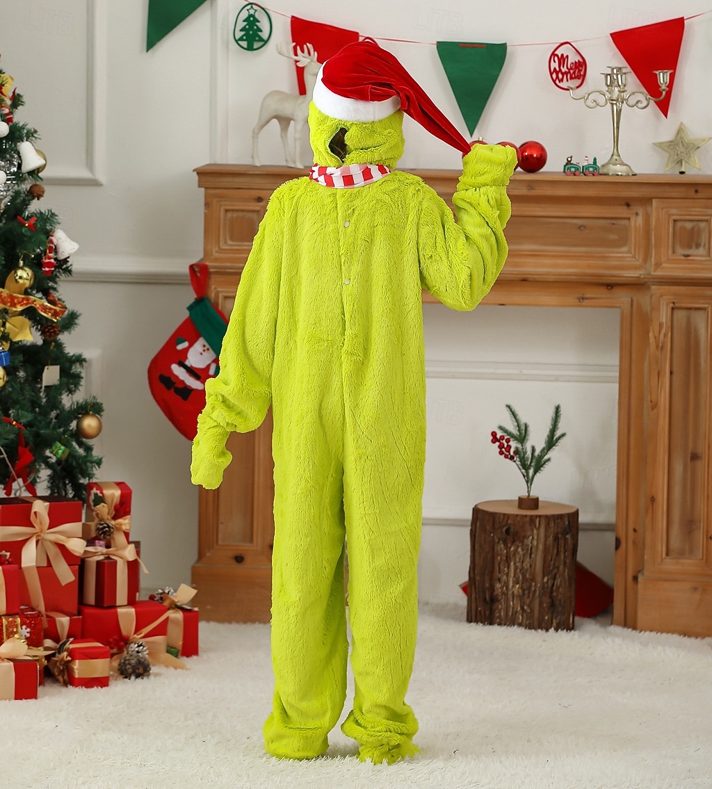 Mikulás Green Monster Furry Kezeslábas Mikulás ruhák Onesie jelmez Fiú Lány Karácsonyi öltözék Gyermek Karácsony Újév Parti Jelmez 2025 - $45.99 –P2