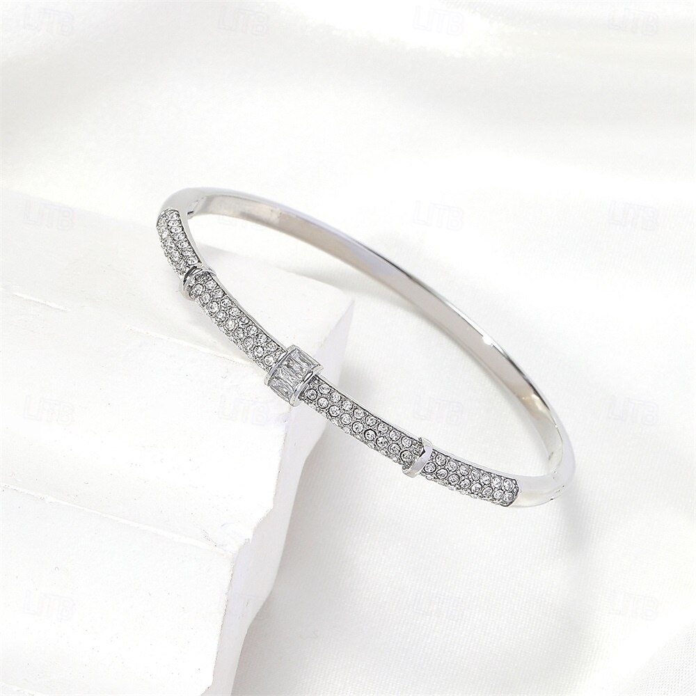 Cubic Zirconia Geometrical Drop Fashion Personalized Simple Trendy Chrome Bracelet Jewelry Silver / Golden For Wedding Party Engagement Prom 2026 - $11.49 –P2