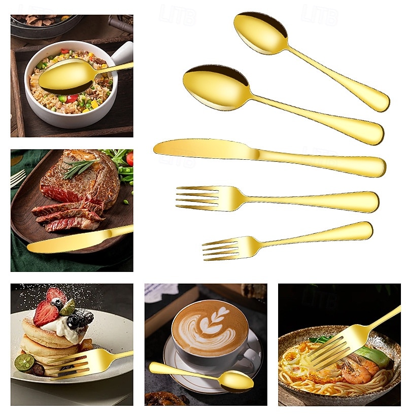 Set di posate natalizie in acciaio inox da 24 pezzi, coltello, forchetta, cucchiaio, stoviglie, utensili da cena occidentali, set regalo per le feste di Natale del 2026 a $25.99 –P4