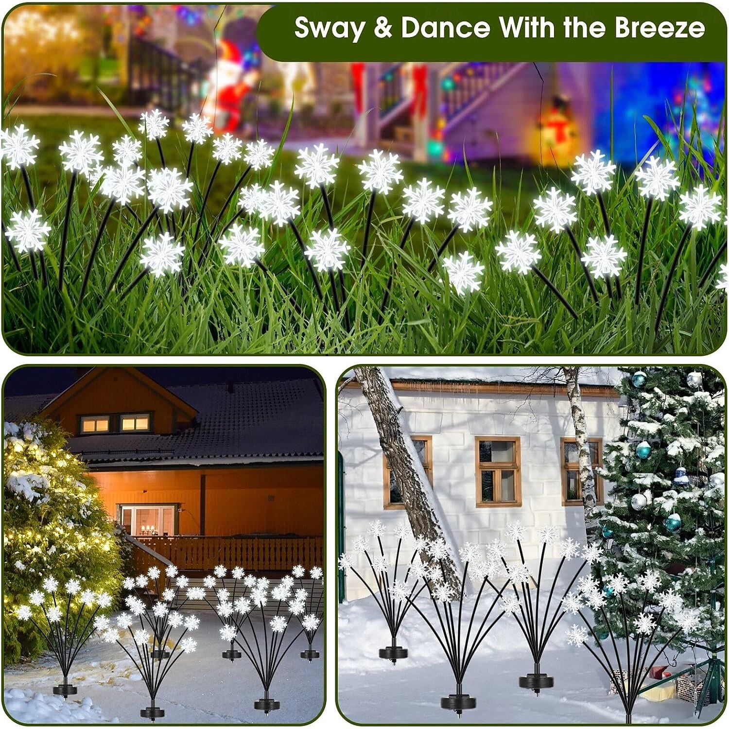 2 Pcs  Lights 8-head outdoor solar waterproof  snowflake shaped swinging plug-in lamp courtyard garden lawn party atmosphere decoration Lights landscape lamp 2026 - $21.99 –P3