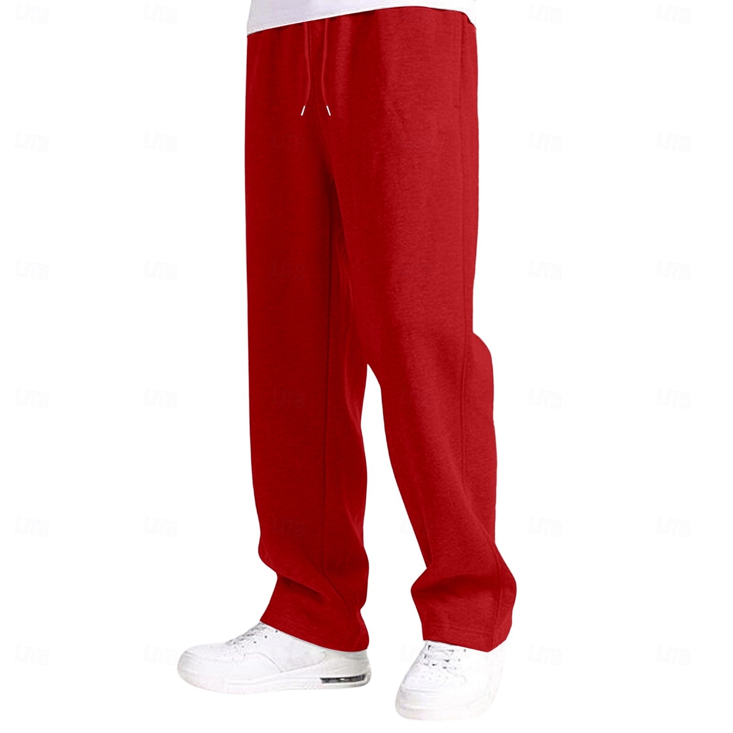 Herren Jogginghose Jogginghose mit weitem Bein Hose Jogginghose mit offenem Saum Kordelzug Elastischer Bund Einfach Atmungsaktiv Volle Länge Lässig Täglich Sport im Freien Mode Basic Schwarz Rote 2026 - $18.99 –P11