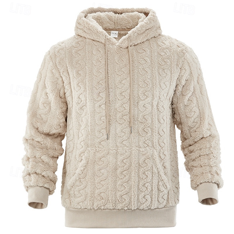 Men's Jacquard Hoodie Fleece Hoodie Apricot Black Brown Gray Light Blue Hooded Plain Kangaroo Pocket Textured Sports & Outdoor Casual Daily Streetwear Cool Sportswear Fall Winter Clothing Apparel 2026 - $28.99 –P7