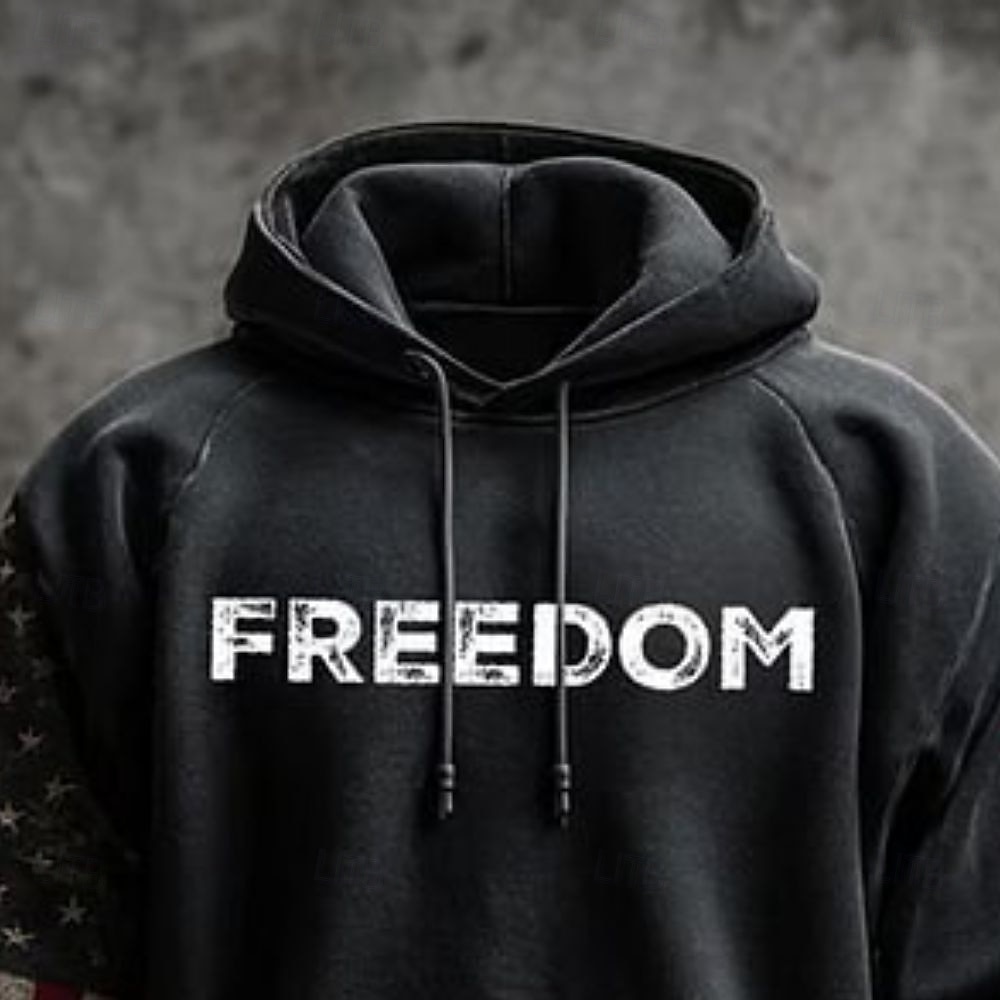 Hombre Bandera estadounidense FREEDOM Sudadera Moda Estilo callejero retro de la vendimia Manga Larga Con Capucha Vacaciones Fiesta Ropa de calle Festival Negro Estampado Otoño Invierno Diseñador S M 2026 - $29.99 –P1