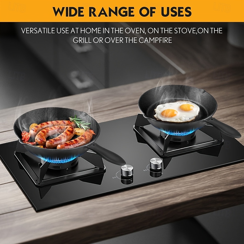 4-piece Cast Iron Cookware Set -10 Inch 8-inch 6-inch Flat Bottomed Pans with Excellent Insulation Performance Suitable for Indoor and Outdoor Cooking Frying Pans Heavy-duty Professional Restaura 2025 - $154.99 –P2
