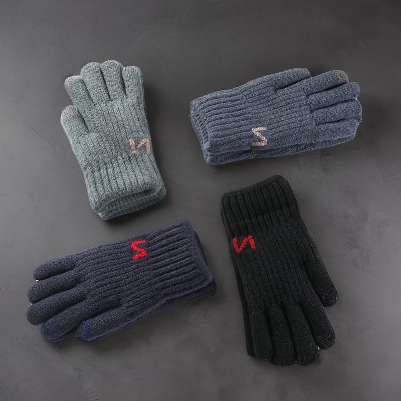 Herre 1 par Fingerspisser Vinterhansker Strikkede hansker Fingerløse hansker Mote Moderne Hansker Hold Varm Strikking Fleece عادي Høst Svart Navyblå Blå Grå 2025 - $6.49 –P8