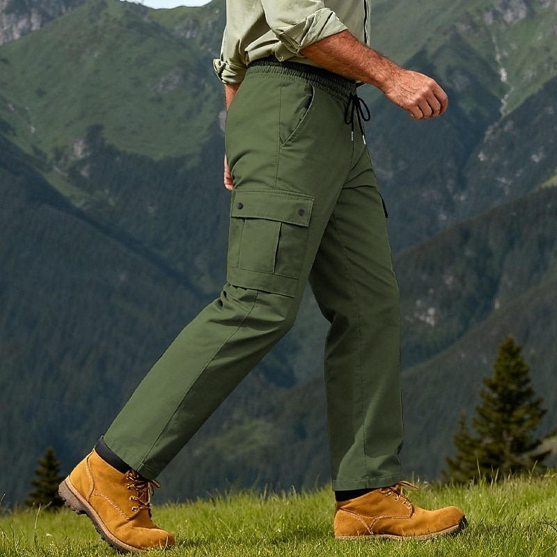 Homme Pantalons Cargo Pantalons Multi-poches Taille élastique avec cordon de serrage Uni Portable Extérieur Quotidien Camping & Randonnée Mode Classique Noir Vert Véronèse de 2026 ? $21.99 –P16