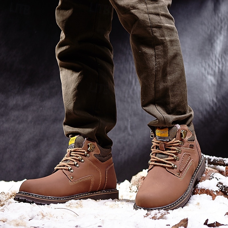 Men's Yellow Faux Leather Work Safety Boots with Shock-Absorbing Sole and Steel-Toe Protection, Durable Construction Boots for Outdoor Labor and Industrial Work 2026 - $64.99 –P2