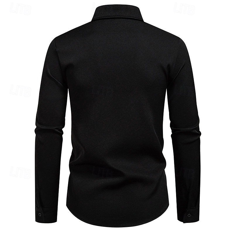 Herren Hemd Sommerhemd Freizeithemd Strandhemd Knopfhemd Schwarz Weiß Kaki Langarm Einfach Revers Urlaub Hawaiianisch Tasche Bekleidung Mode Lässig Bequem 2025 - $38.99 –P9