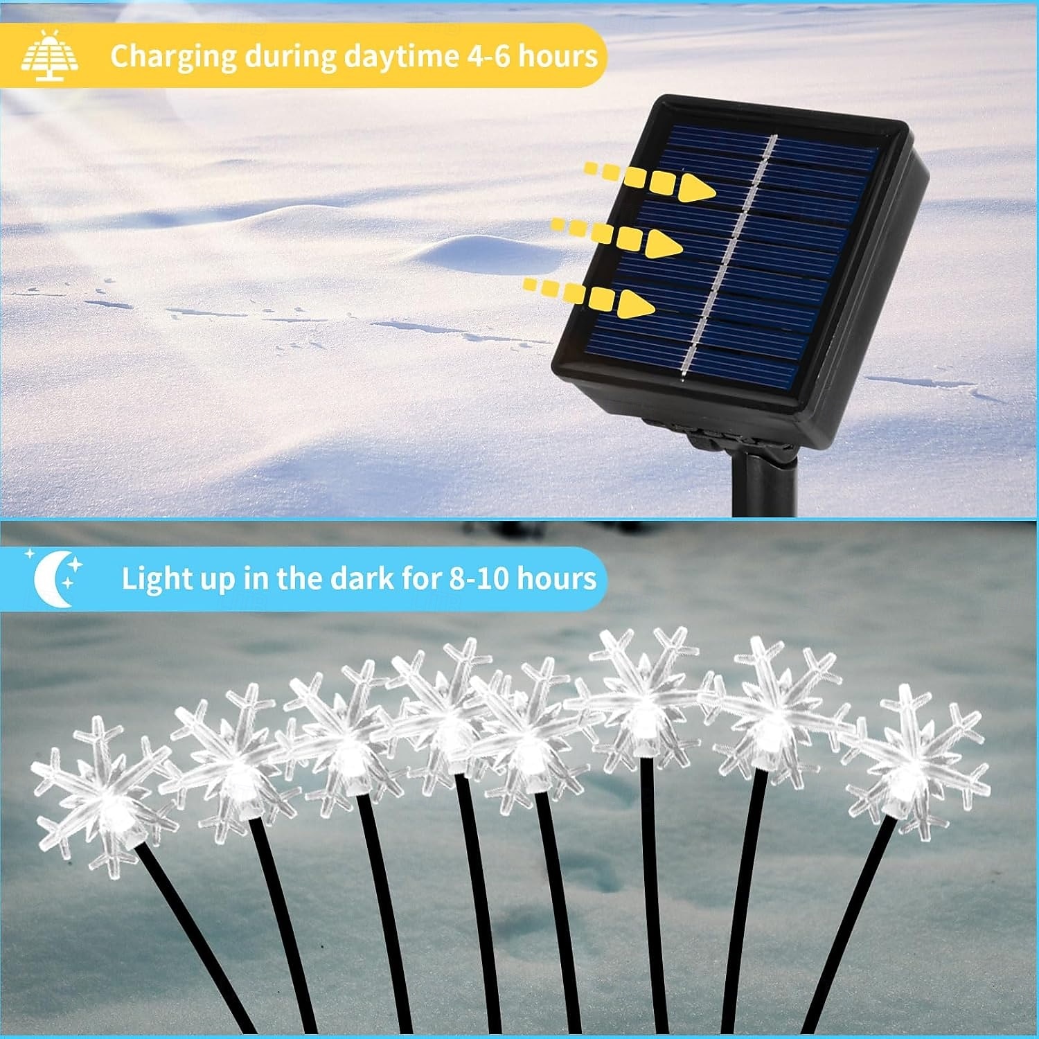 2 Pcs  Lights 8-head outdoor solar waterproof  snowflake shaped swinging plug-in lamp courtyard garden lawn party atmosphere decoration Lights landscape lamp 2026 - $21.99 –P7