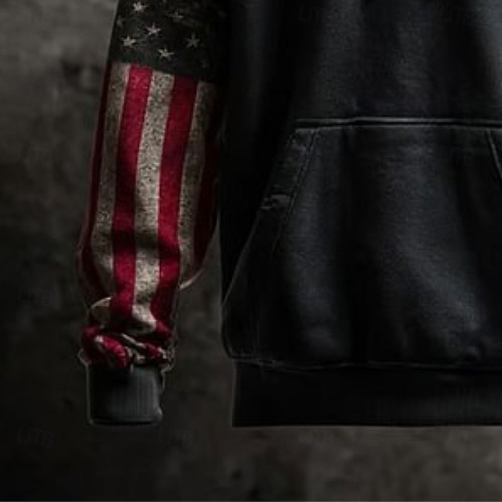 Hombre Bandera estadounidense FREEDOM Sudadera Moda Estilo callejero retro de la vendimia Manga Larga Con Capucha Vacaciones Fiesta Ropa de calle Festival Negro Estampado Otoño Invierno Diseñador S M 2026 - $29.99 –P2