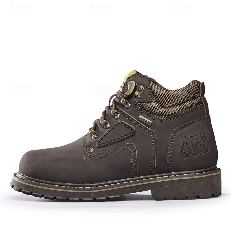 Men's Yellow Faux Leather Work Safety Boots with Shock-Absorbing Sole and Steel-Toe Protection, Durable Construction Boots for Outdoor Labor and Industrial Work 2026 - $64.99 –P14