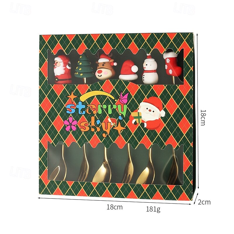 6Pcs Christmas Spoon and Fork Set Stainless Steel Christmas Tree Tea Coffee Dessert Ice Cream Tableware Creative Cutlery Gift for Home Holiday Party 2025 - $15.49 –P9