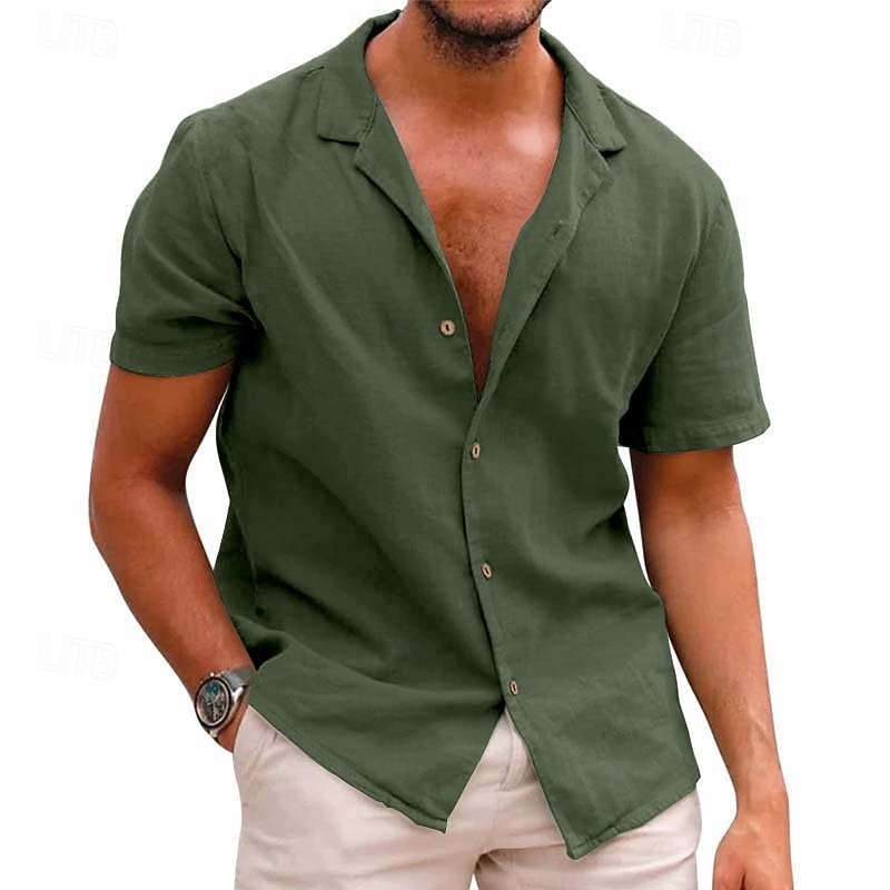 Homme Chemise d'été Tenue de plage Chemise à col cubain Chemise Boutonnée Chemise à col camp Noir Blanche Rose Claire Vert Véronèse Bleu Roi Manches courtes Fleuri Plantes Col Rabattu Extérieur Rue de 2026 ? $21.99 –P14