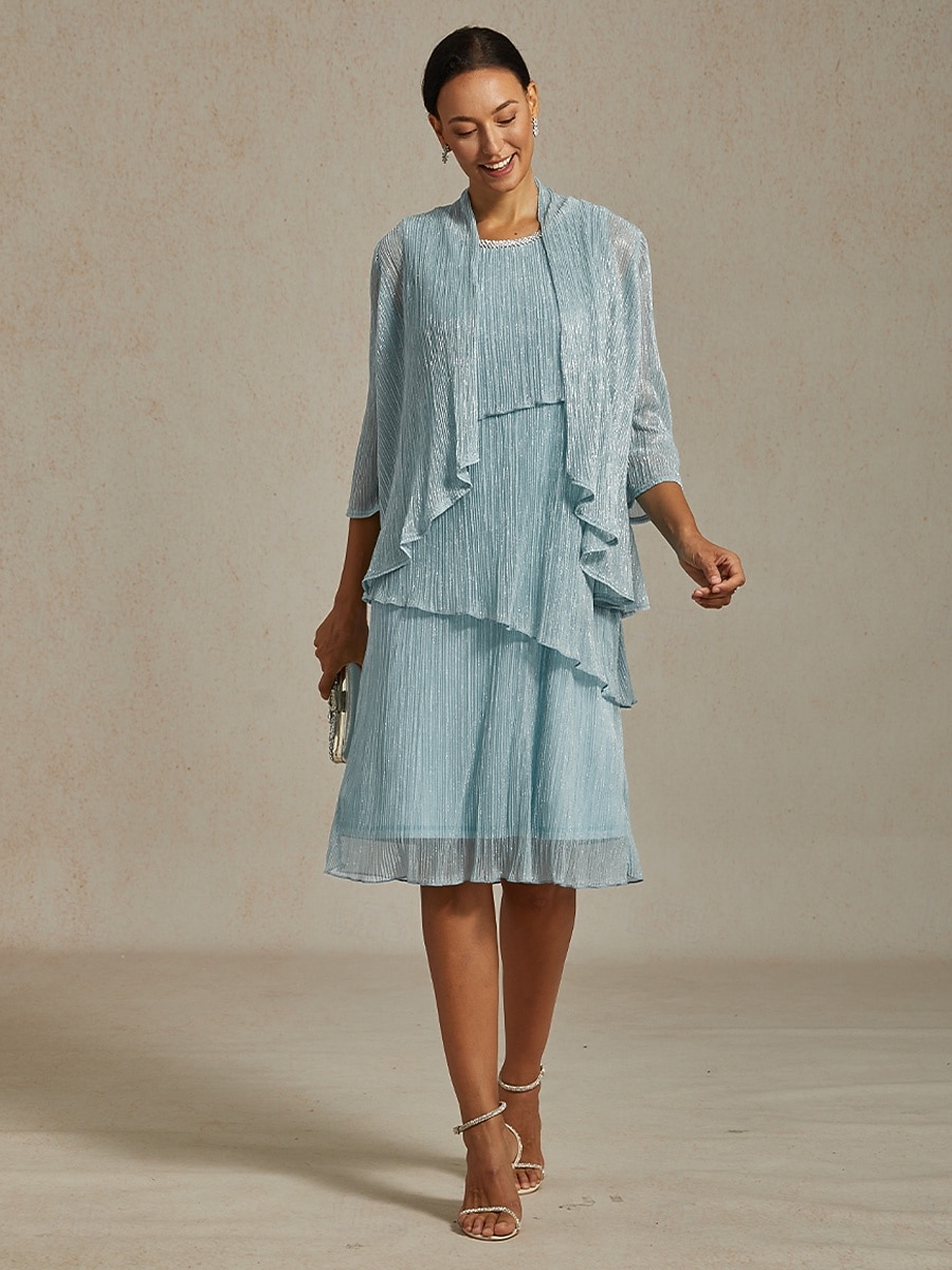 Femmes Robe Midi Robe fourreau Robe Plissée Robe dos nu Élégant Fête Formel Soirée robe demoiselle d honneur Cocktail Coupe régulière Couleur Unie Sans manches Col ras du cou Bleu Ciel Été Printemps de 2025 ? $141.99 –P1