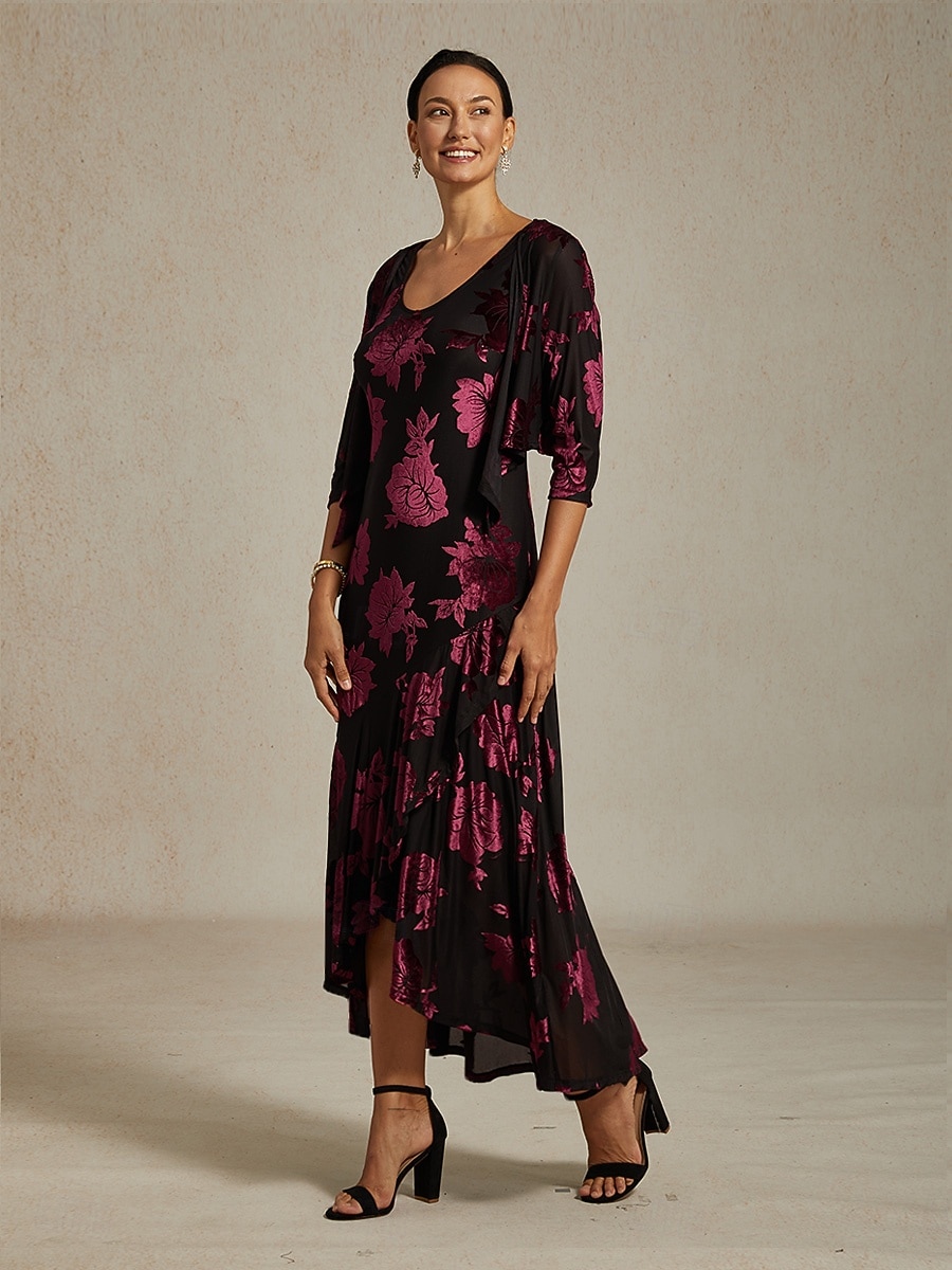 Damska welurowa sukienka maxi sukienka dopasowana sukienka trumpeta syrenka sukienka w literę A elegancka formalna impreza koktajlowa gość weselny wieczorna impreza regularny krój kwiatowy bez 2025 - $89.99 –P7