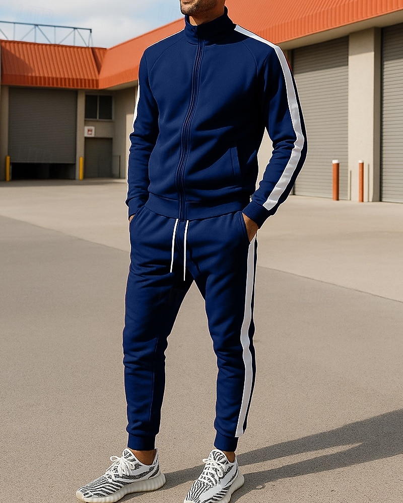 Voor heren Trainingspak Joggingpak Trainingspaksets Volledige ritssluiting Kleurenblok Sportoutfits Herfst winter Zwart Geel Voor buiten Reizen Sportief Warm Lange mouw Sport Sportkleding 2025 - $41.99 –P6