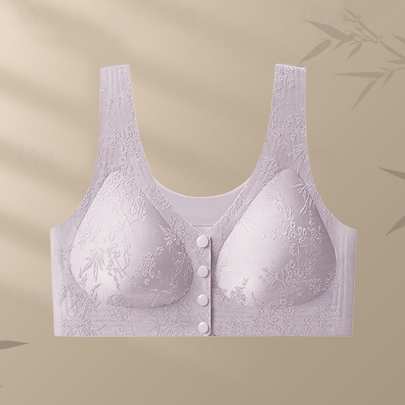 Mulheres Sutiã com fecho frontal Roupa-Interior Conforto Liberdade Total Sem Fio Cor Sólida / Simples Esporte Roupas Esportivas Roxo Profundo Preto Academia Pilates Zumba de 2026 por $31.99 –P5