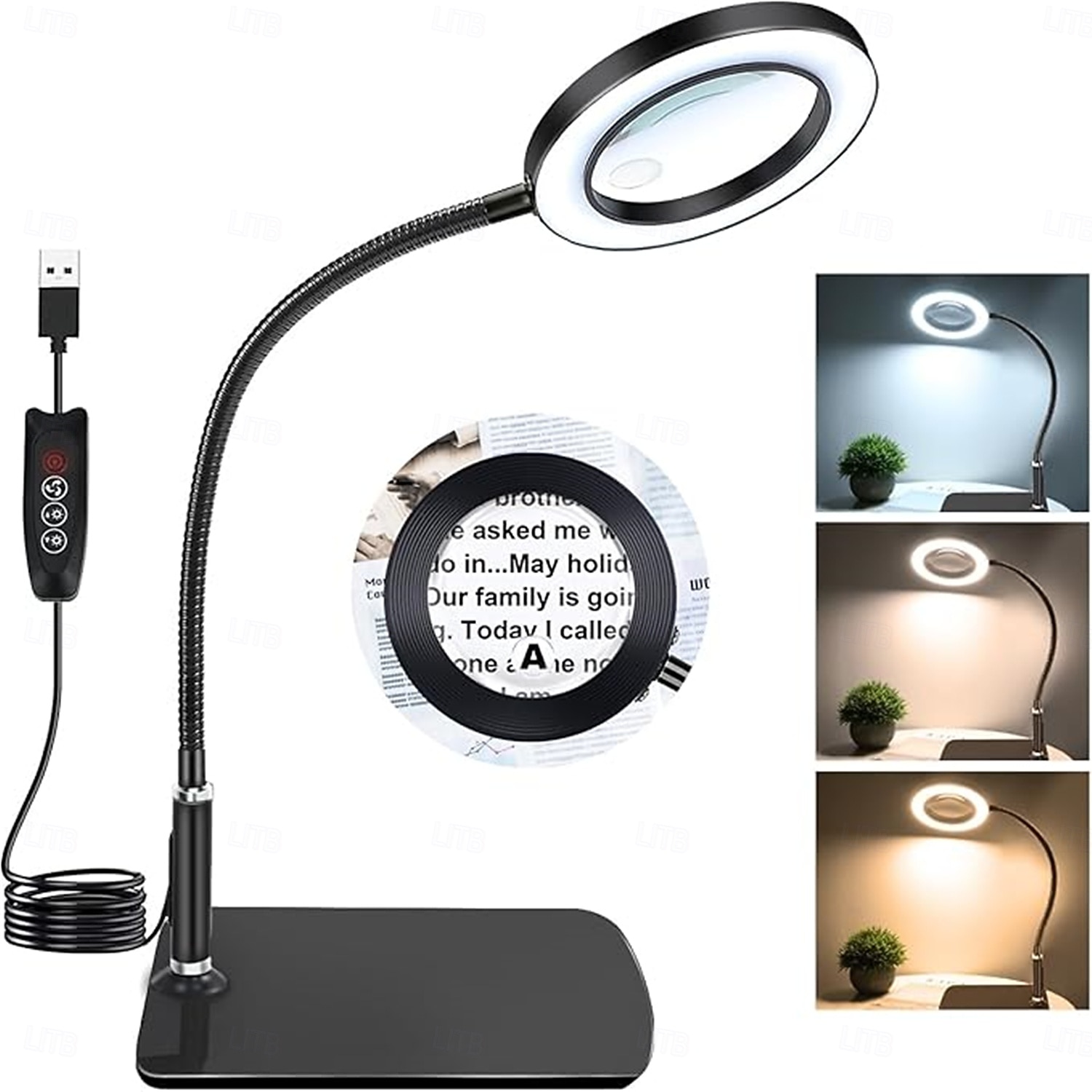 Lupa 10 x 20 x com luz e suporte, lâmpada de aumento com 72 LEDs, 3 modos de cor e luz de aumento regulável para leitura de hobby, trabalho de perto, joias, USB 1 unidade de 2025 por $35.99 –P1