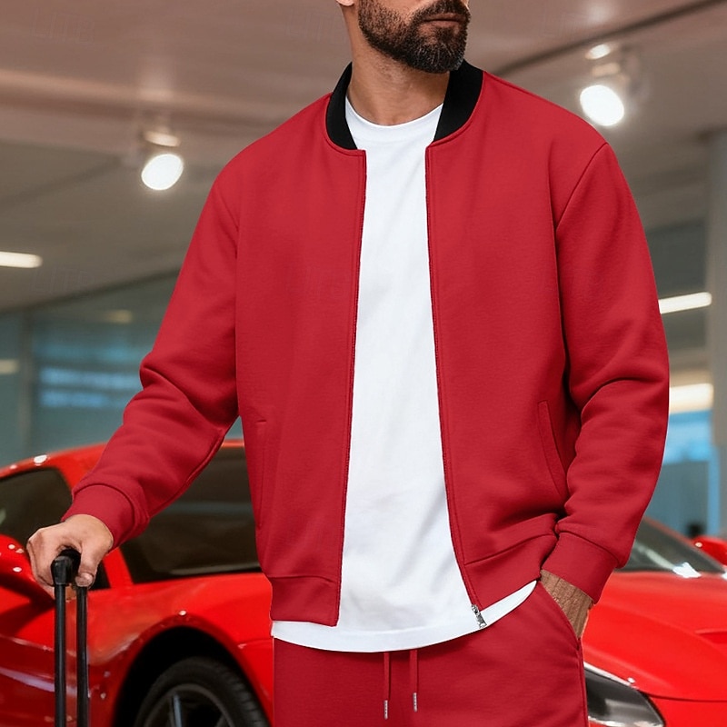 Homens jaqueta leve Jaqueta casual Férias Diário Respirável Bolsos Primavera Outono Bloco de cor Moda Clássico Colarinho Chinês Padrão Preto Amarelo Vermelho Azul Marinha Azul Royal Casaco de 2026 por $19.99 –P12