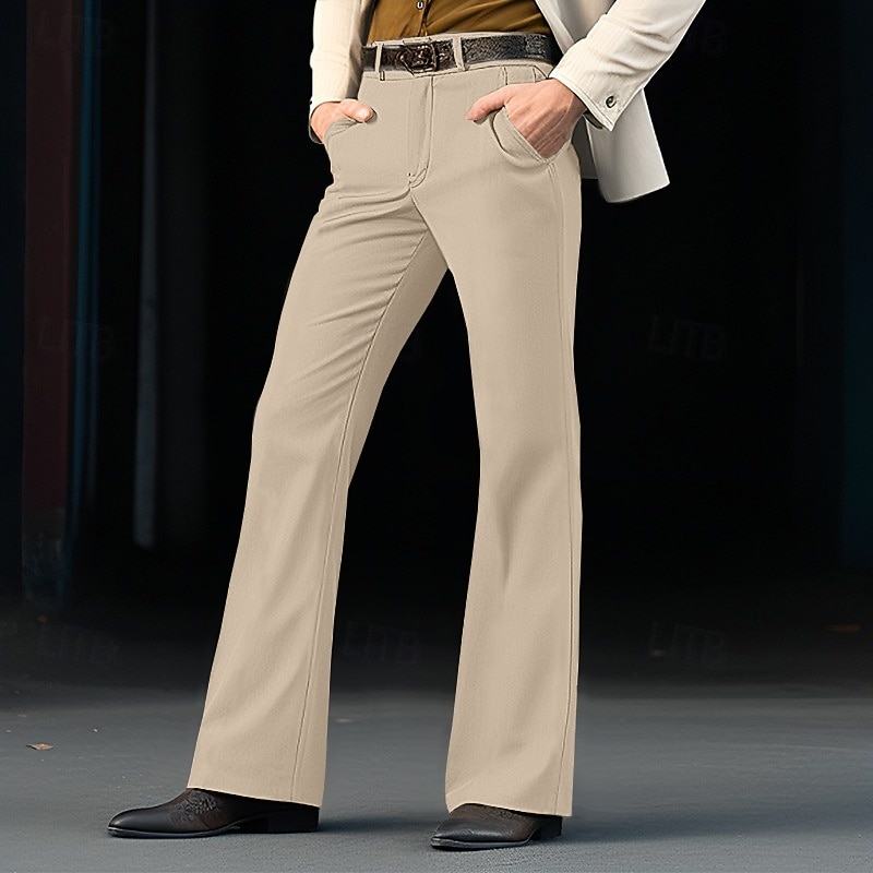 Homens Social Calça larga Parte inferior do sino Calças Bolsos Tecido Conforto Respirável Casamento Ao ar livre Diário Moda Casual Preto Branco de 2026 por $14.49 –P8