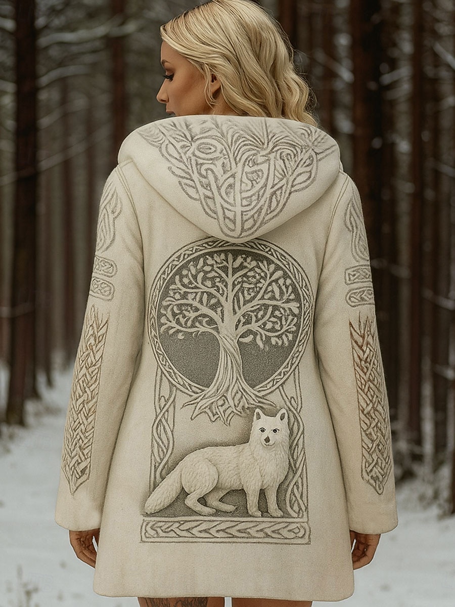 בגדי ריקוד נשים קרדיגן יומי יום יומי פרחוני גראפי גיאומטרי מצולע עם קפוצ'ון טלאים כיס כפתורים שרוול ארוך חולצות ארוכות לִסְרוֹג בָּחוּץ סוף שבוע בז' סתיו חורף 2025 - AU $79.93 –P1