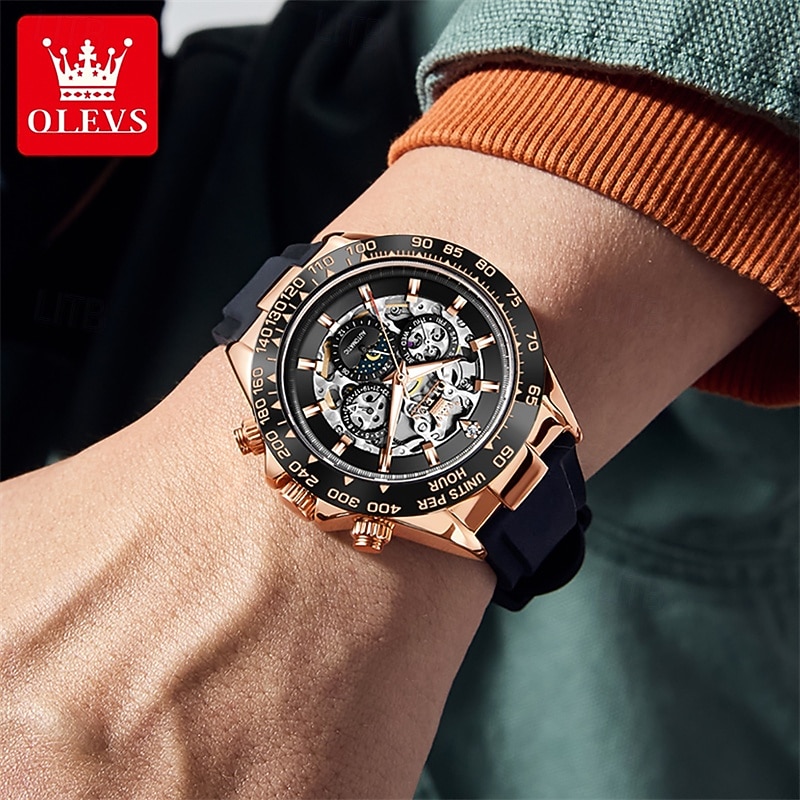 The New Olevs Silicone Men'S Business Watch With Luminous Calendar And Moon Phase Display A Multi-Functional Fully Automatic Mechanical Watch Is A Fashionable Casual Waterproof Sports Wristwatch 2026 - $95.99 –P11