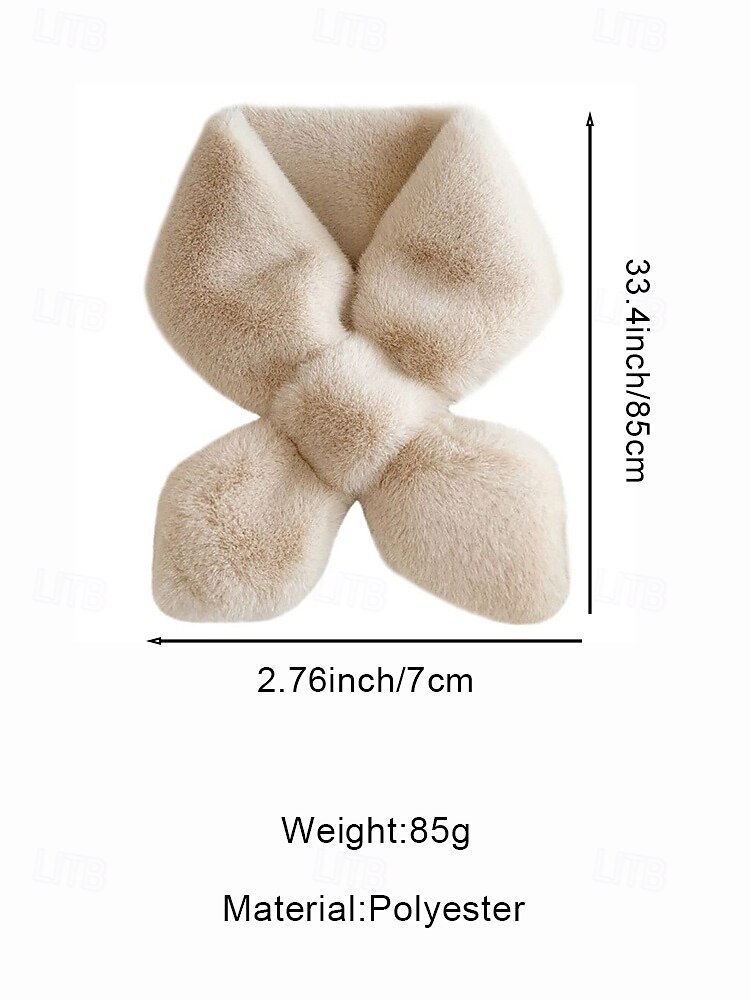 cachecol feminino de pele sintética de natal, aquecedor de pescoço macio com nó cruzado, xale elegante de inverno para festas de fim de ano e presentes de 2026 por $11.99 –P8